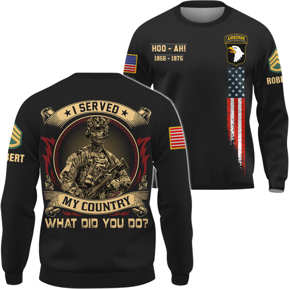 Personalized All Over Print Shirt I Served My Country Veteran What Did You Gift For Veterans K1702 Trhn
