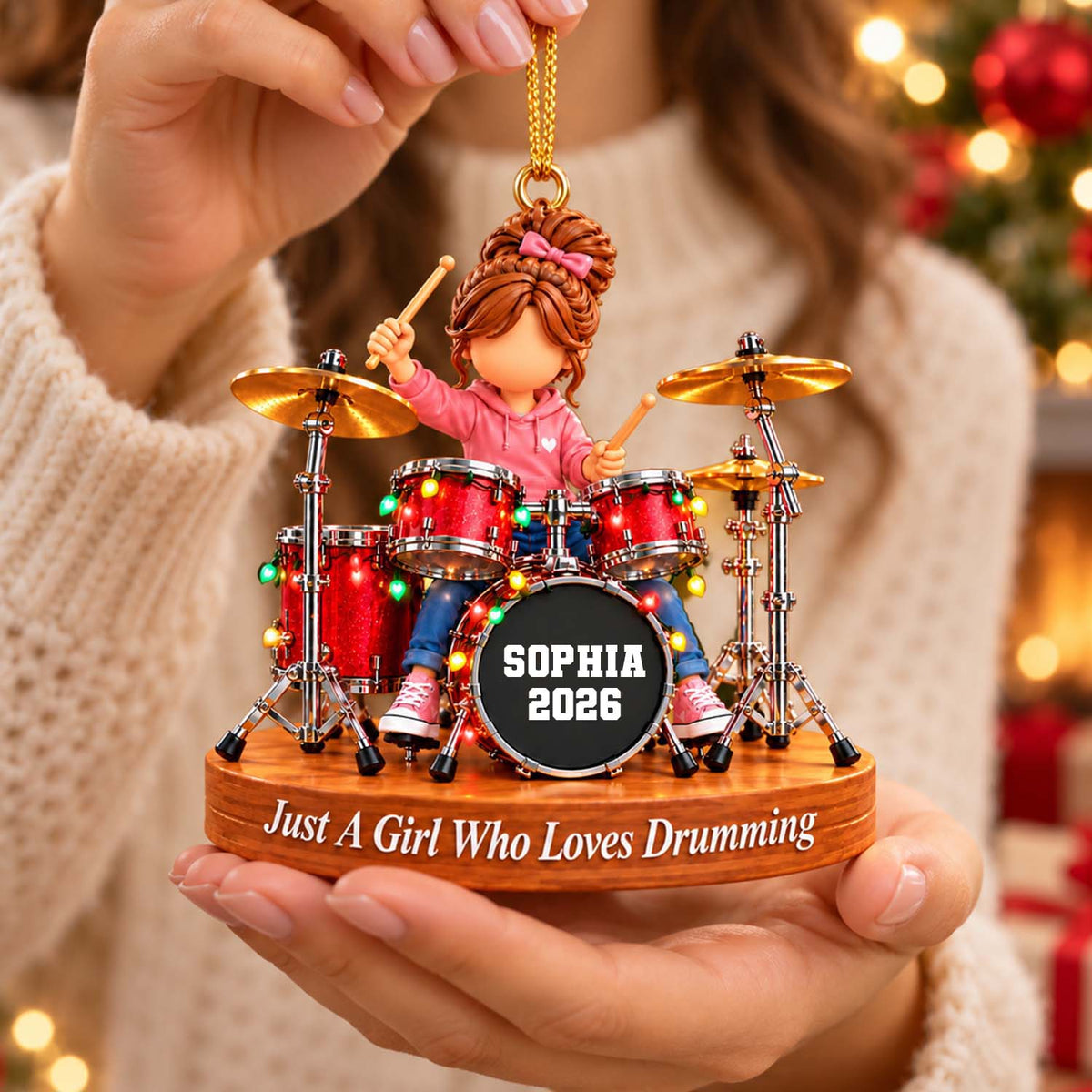 Custom Just A Girl Who Loves Drumming Ornament, Christmas Gifts For Drummer L0411 Pt99