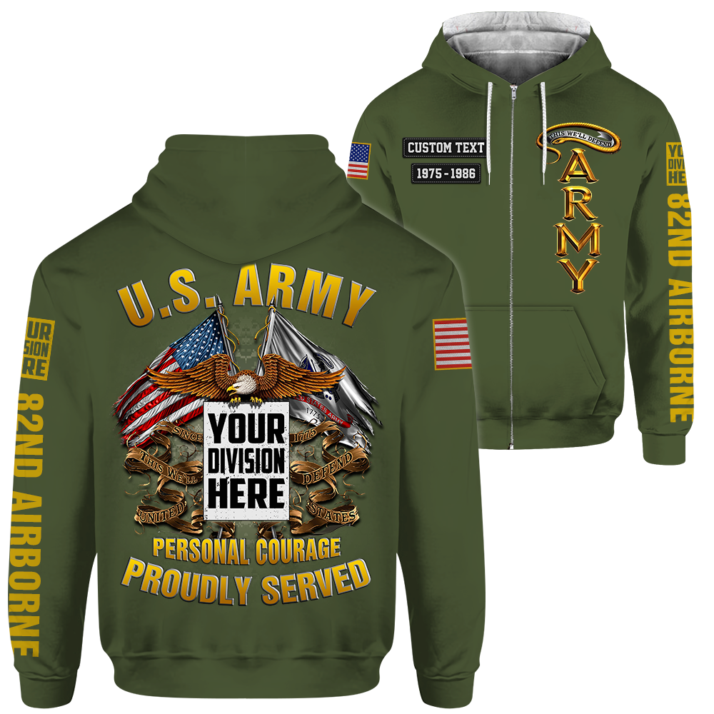 US Veteran Shirt Custom Branch Rank Logo Division Branch Proudly Served All Over Print Shirt K1702