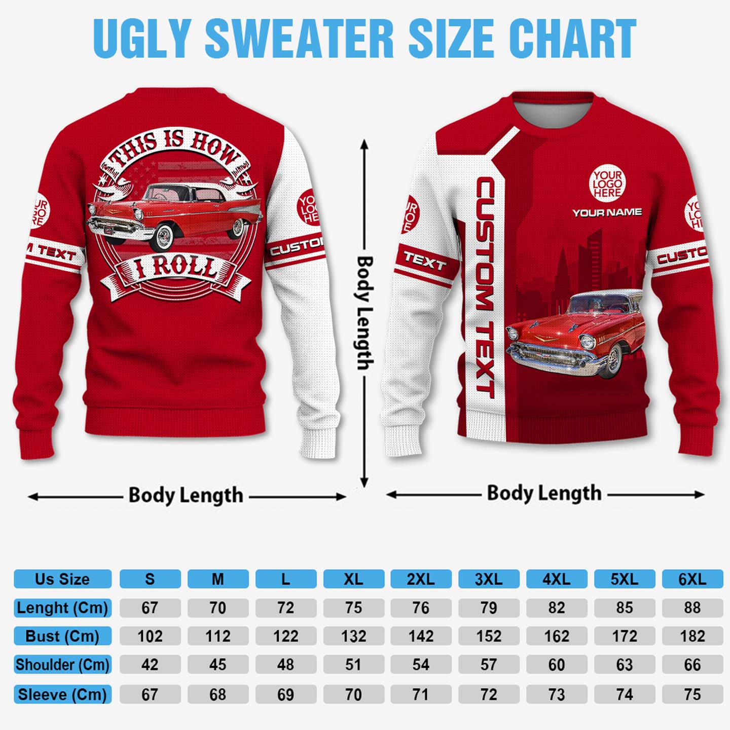 This Is How I Roll, Custom Photo  Classic Car Ugly Sweater, Gift for Car Lovers A2110 Pt99