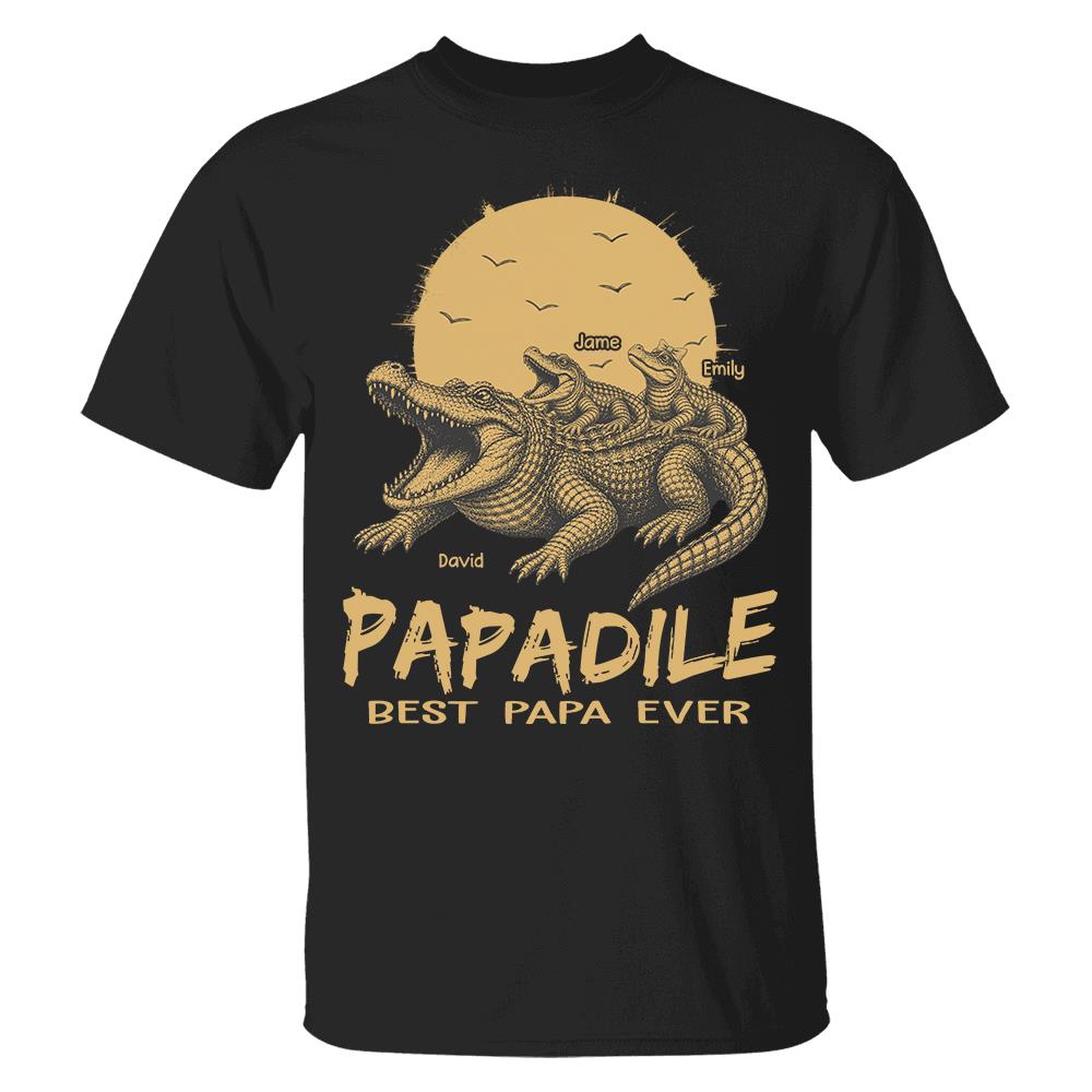 Custom Papadile Crocodile Papa Shirt, Alligator Dad Gift L0411 Hv01