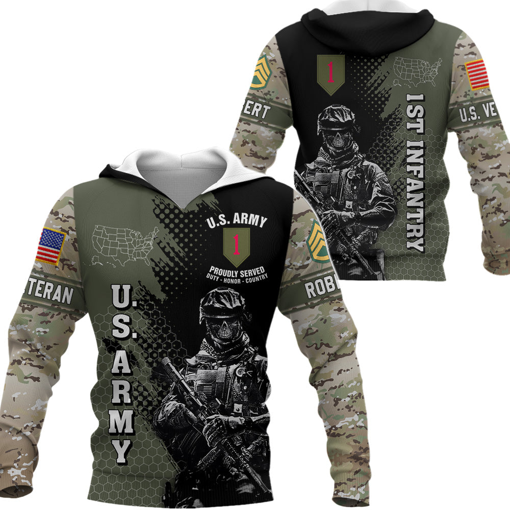 Custom Military Division Rank All Over Print Shirt Hoodies Available To All Military Branches For Soldier Veteran K1702 Trhn