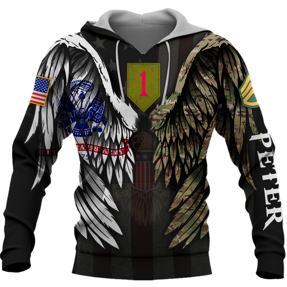 Personalized Wings Camouflage Us Veteran Hoodie Custom All Military Branches Gift For Veterans K1702 Trhn