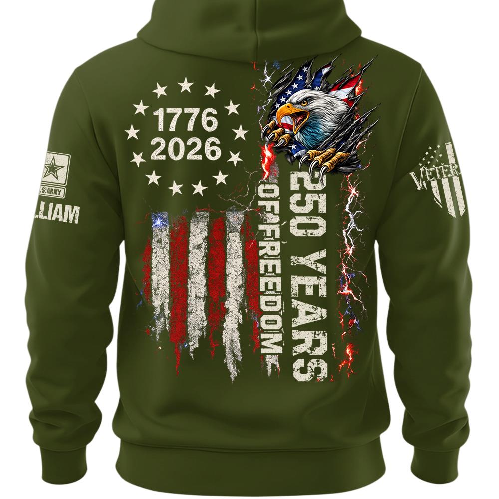 Custom Shirt 250 Years Of Freedom Military Shirt Eagle America 1776-2026 Shirt Gift For Veterans K1702 MT2