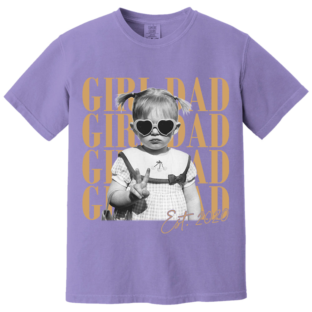 Custom Dad Vintage Photo Shirt, Custom Girl Dad Shirt, Personalized Fathers Day Shirt With Kids Photo, Funny Dad Shirt, Gift from Daughter VH01