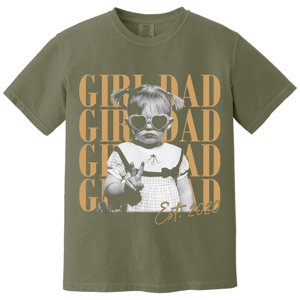 Custom Dad Vintage Photo Shirt, Custom Girl Dad Shirt, Personalized Fathers Day Shirt With Kids Photo, Funny Dad Shirt, Gift from Daughter VH01