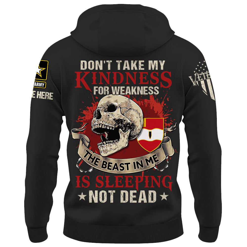 Personalized Shirt Never Mistake My Kindness The Beast In Me Is Sleeping Not Dead Veteran All Over Print Shirt K1702