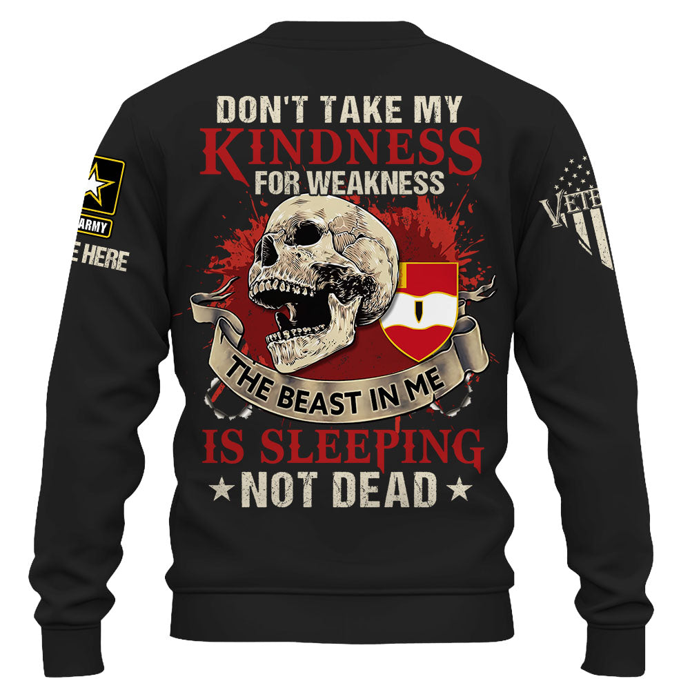 Personalized Shirt Never Mistake My Kindness The Beast In Me Is Sleeping Not Dead Veteran All Over Print Shirt K1702