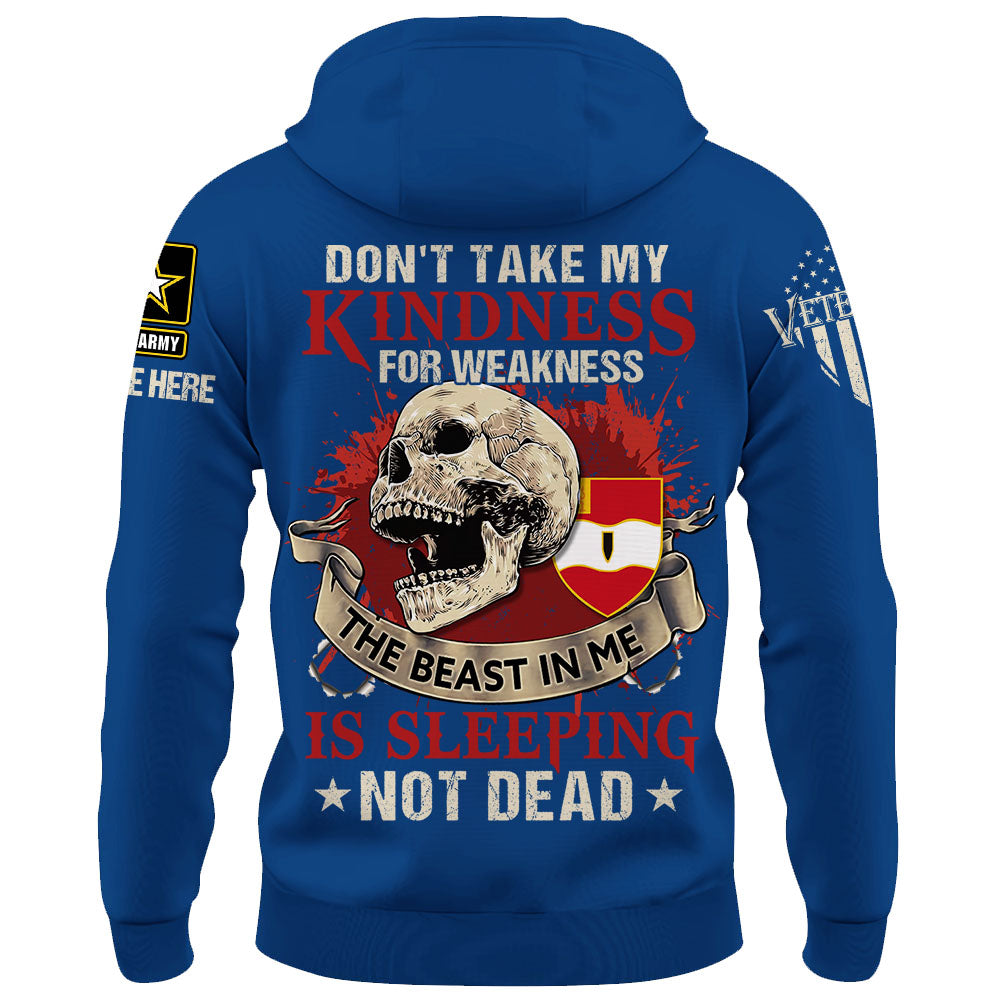 Personalized Shirt Never Mistake My Kindness The Beast In Me Is Sleeping Not Dead Veteran All Over Print Shirt K1702