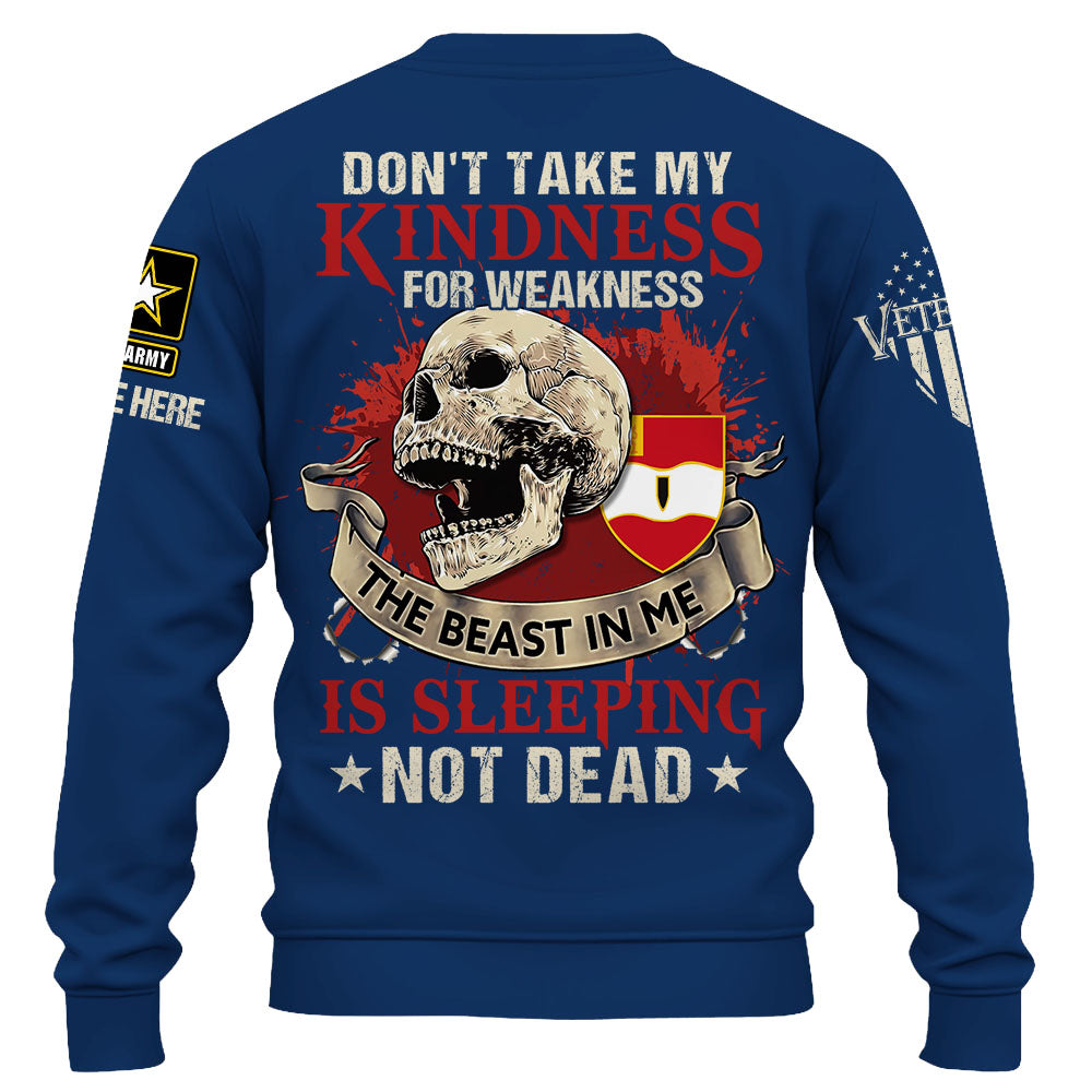 Personalized Shirt Never Mistake My Kindness The Beast In Me Is Sleeping Not Dead Veteran All Over Print Shirt K1702