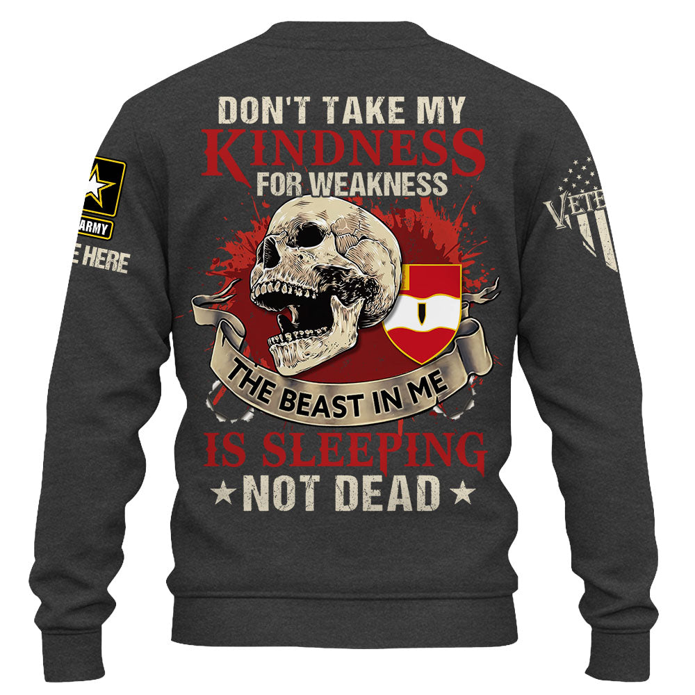 Personalized Shirt Never Mistake My Kindness The Beast In Me Is Sleeping Not Dead Veteran All Over Print Shirt K1702