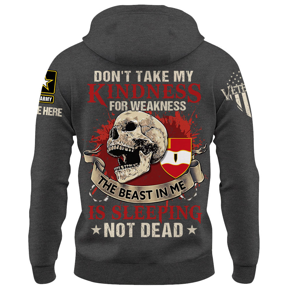 Personalized Shirt Never Mistake My Kindness The Beast In Me Is Sleeping Not Dead Veteran All Over Print Shirt K1702