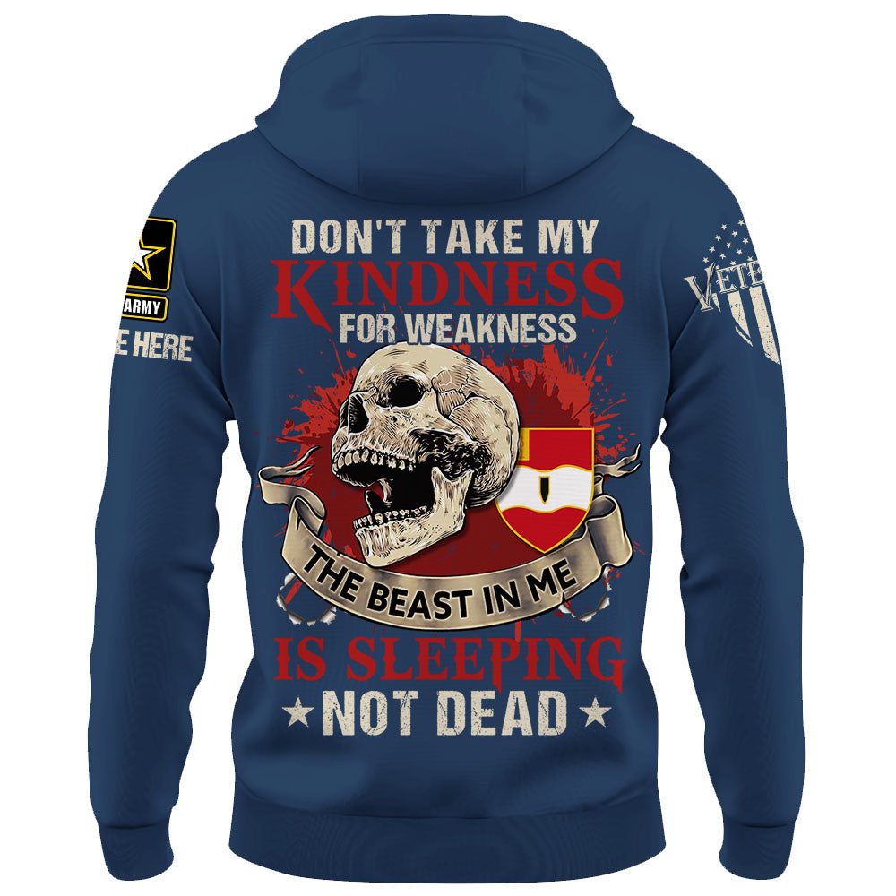 Personalized Shirt Never Mistake My Kindness The Beast In Me Is Sleeping Not Dead Veteran All Over Print Shirt K1702