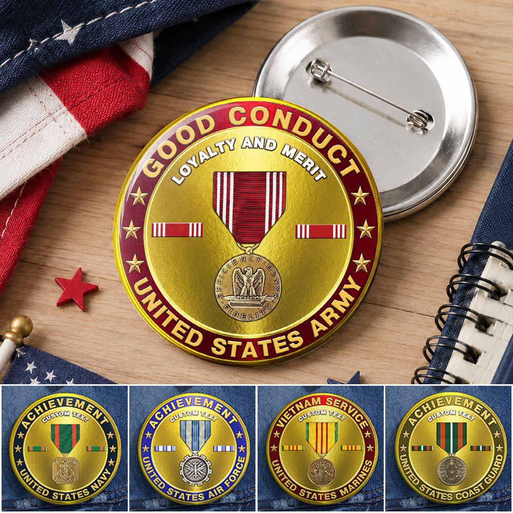 Custom Veteran Pin Buttons Custom Medals Ribbons Gift For Veterans Dad Grandpa K1702 MT2