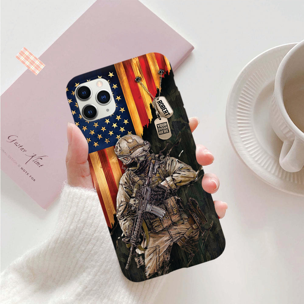 Personalized Gift For Military Veteran Custom Phone Case Gift For Military Veteran Soldier American Rustic Flag Phone Case K1702