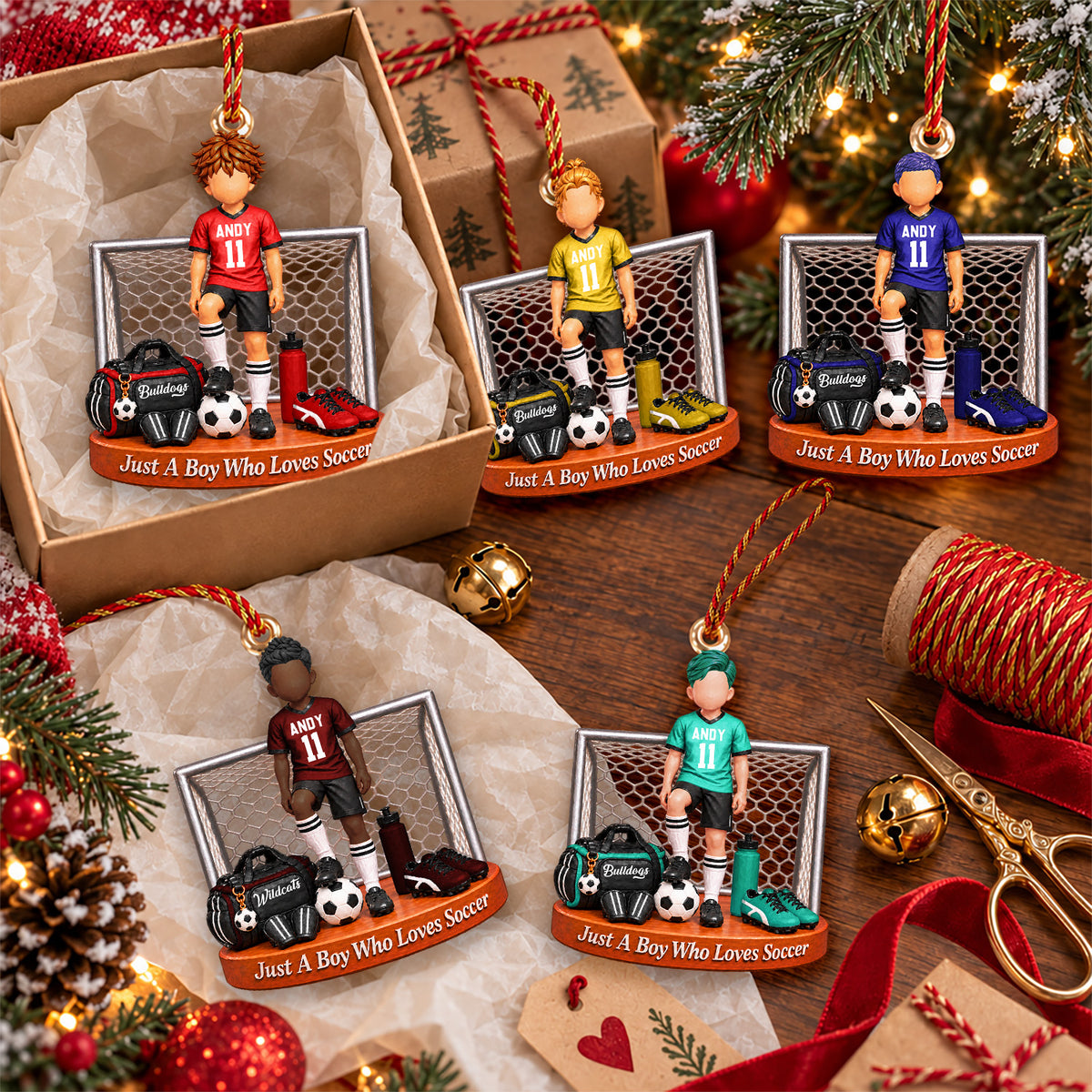 Just A Boy Who Loves Soccer, Personalized Soccer Ornament, Custom Player Name Gift, Gift For Soccer Players Soccer Lover MI209 Nh00