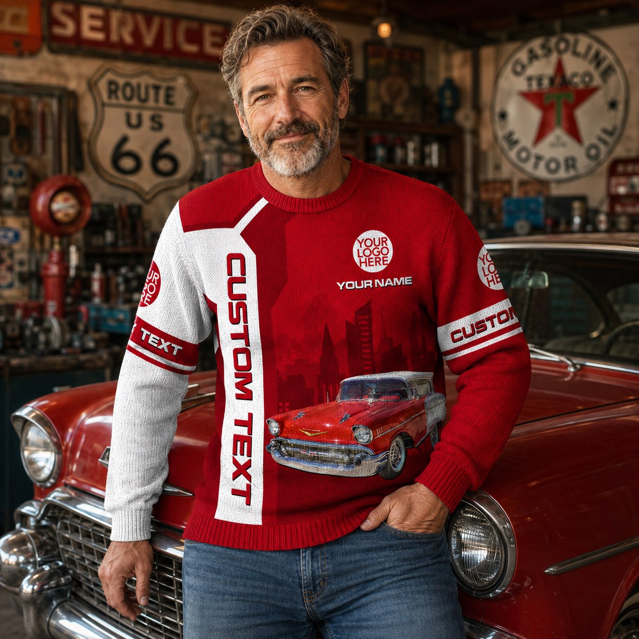 This Is How I Roll, Custom Photo  Classic Car Ugly Sweater, Gift for Car Lovers A2110 Pt99