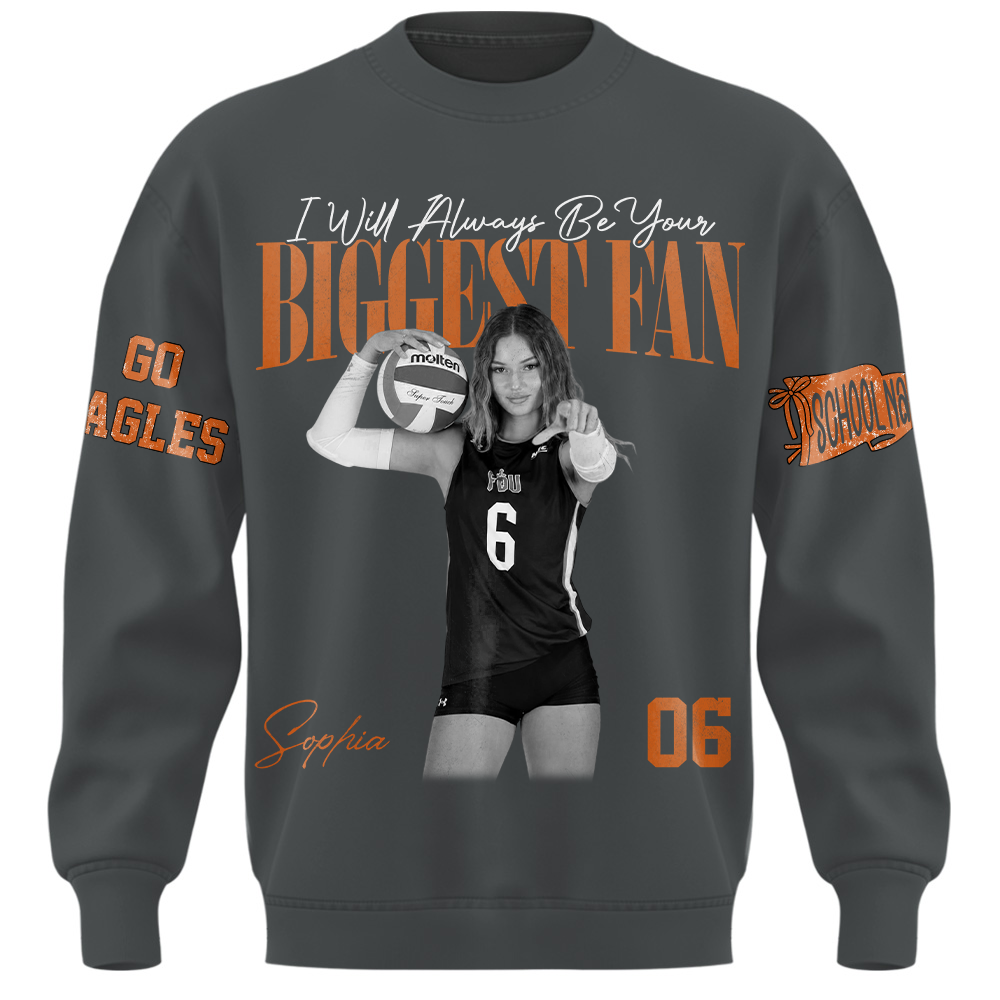 I'll Always Be Your Biggest Fan, Personalized Vintage “Biggest Fan” Volleyball Shirt, Custom School Team Name, Gift For Volleyball Lovers T1807 TH23