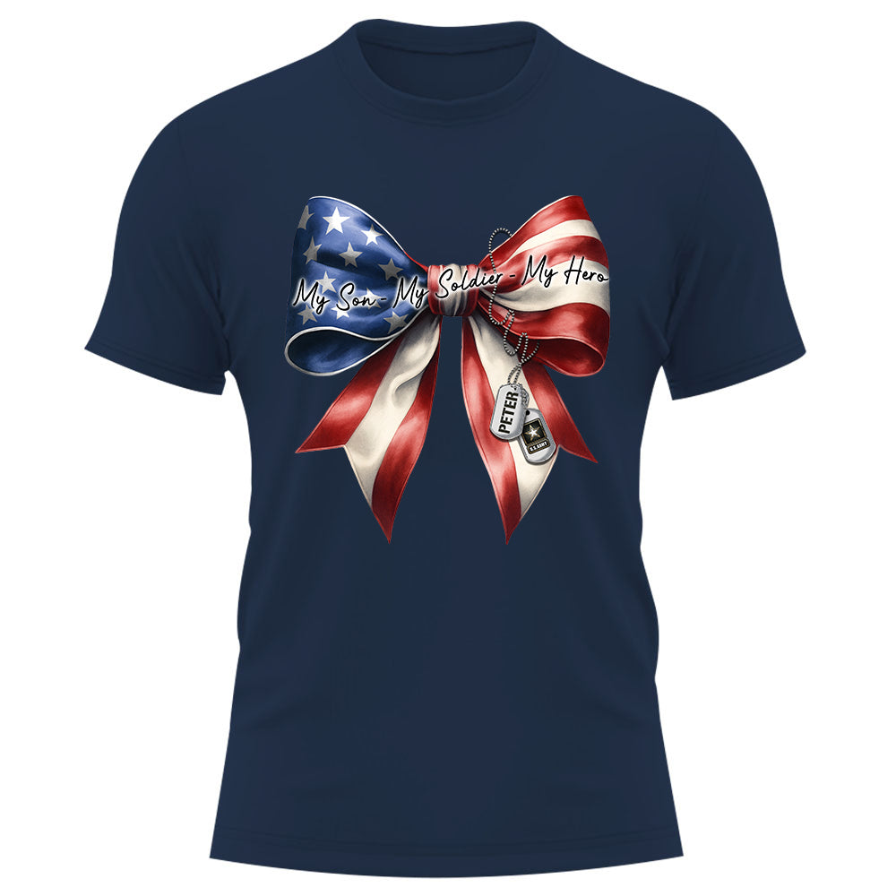 My Son My Soldier My Hero Proud Army Mom Personalized Shirt For Military Mom Family Member K1702 Trhn