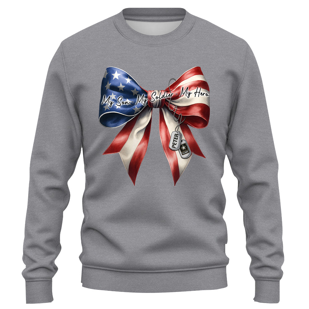 My Son My Soldier My Hero Proud Army Mom Personalized Shirt For Military Mom Family Member K1702 Trhn