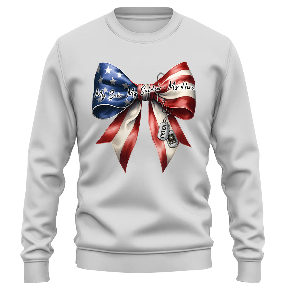My Son My Soldier My Hero Proud Army Mom Personalized Shirt For Military Mom Family Member K1702 Trhn