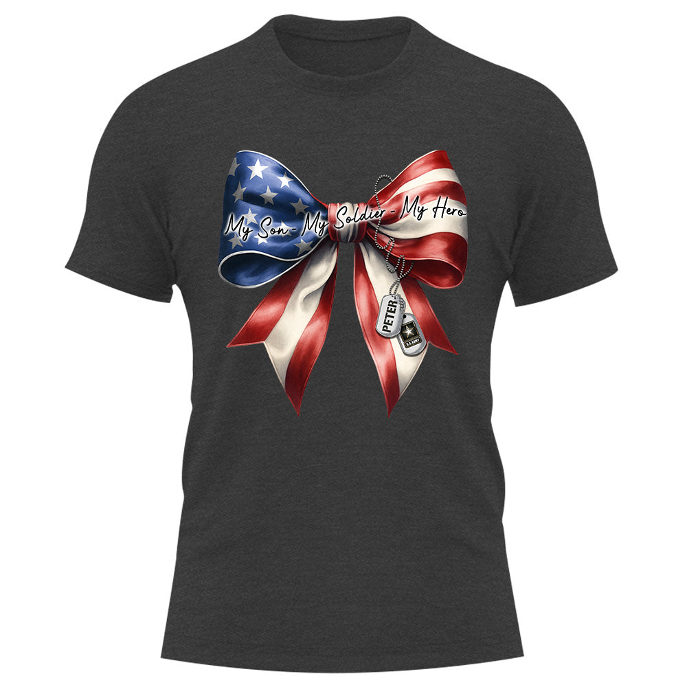 My Son My Soldier My Hero Proud Army Mom Personalized Shirt For Military Mom Family Member K1702 Trhn