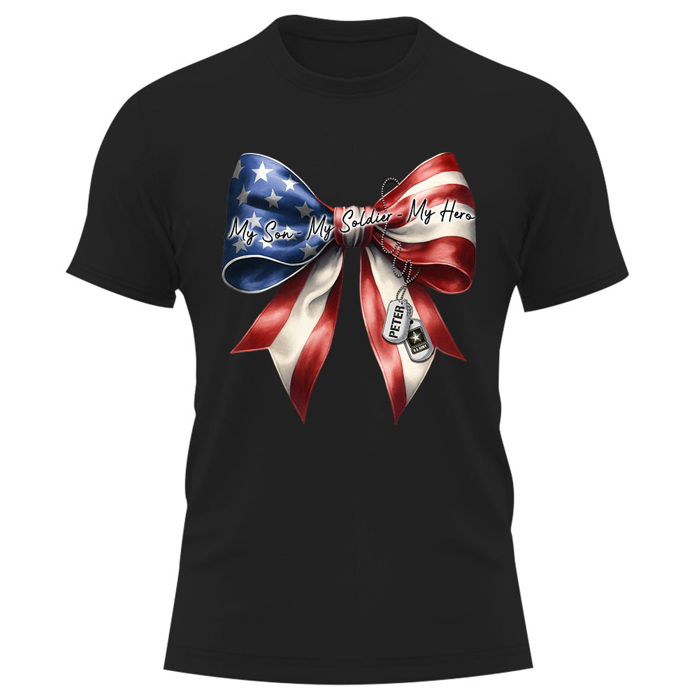 My Son My Soldier My Hero Proud Army Mom Personalized Shirt For Military Mom Family Member K1702 Trhn