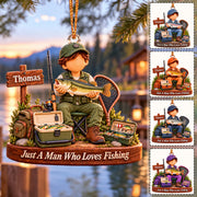 Just A Man Who Loves Fishing, Personalized Fishing Ornament, Custom Fisherman Name, Gift For Fishing Lovers MI209 T24 NT01