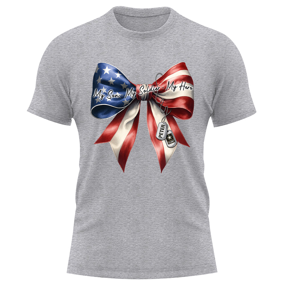 My Son My Soldier My Hero Proud Army Mom Personalized Shirt For Military Mom Family Member K1702 Trhn