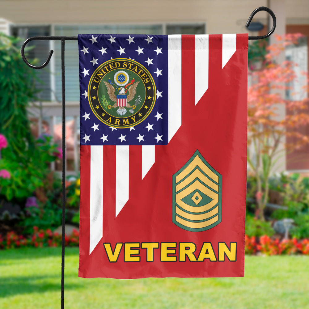 Custom Veteran Garden US Flag Military Custom Division Rank Insignia Gift For Veteran K1702 Trhn