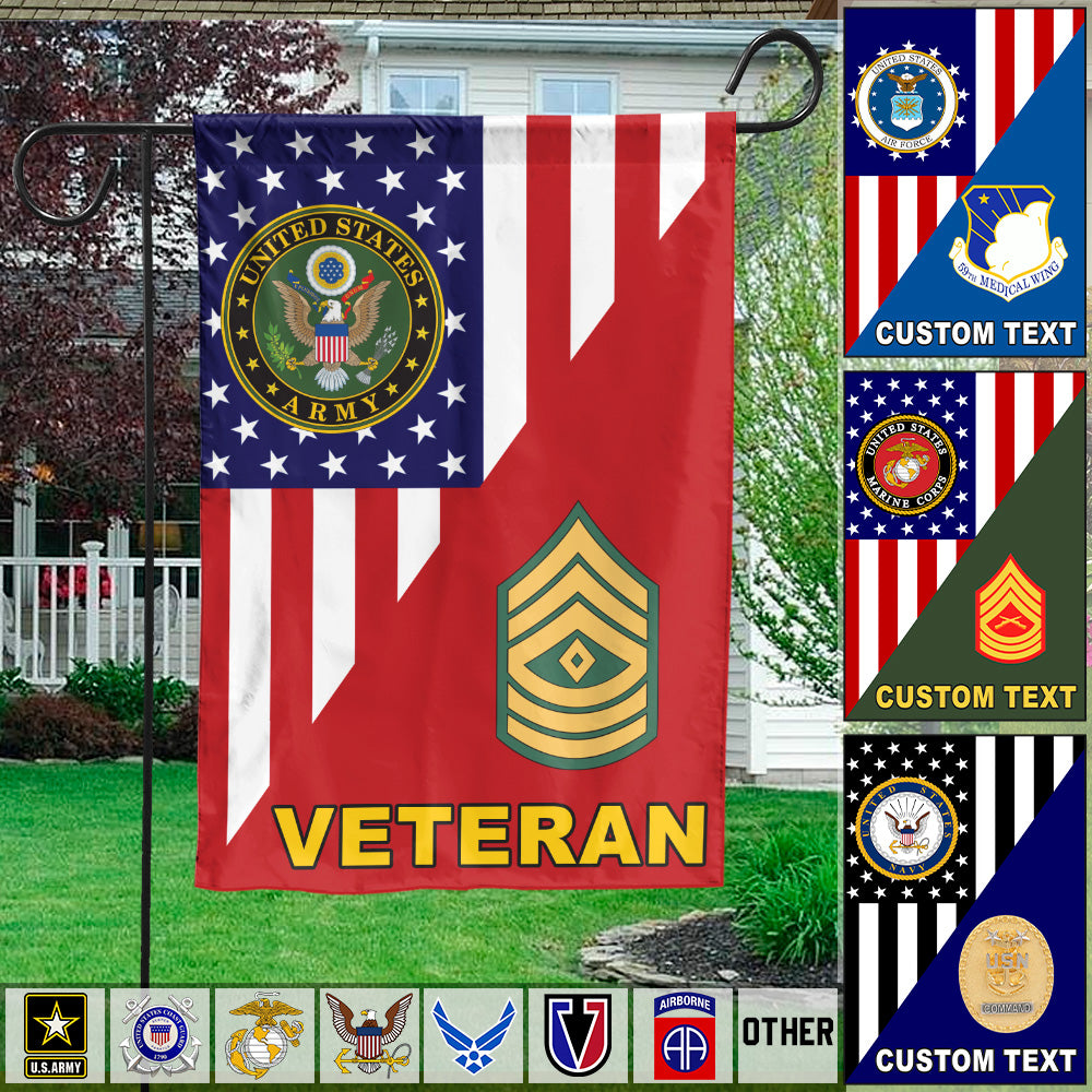 Custom Veteran Garden US Flag Military Custom Division Rank Insignia Gift For Veteran K1702 Trhn