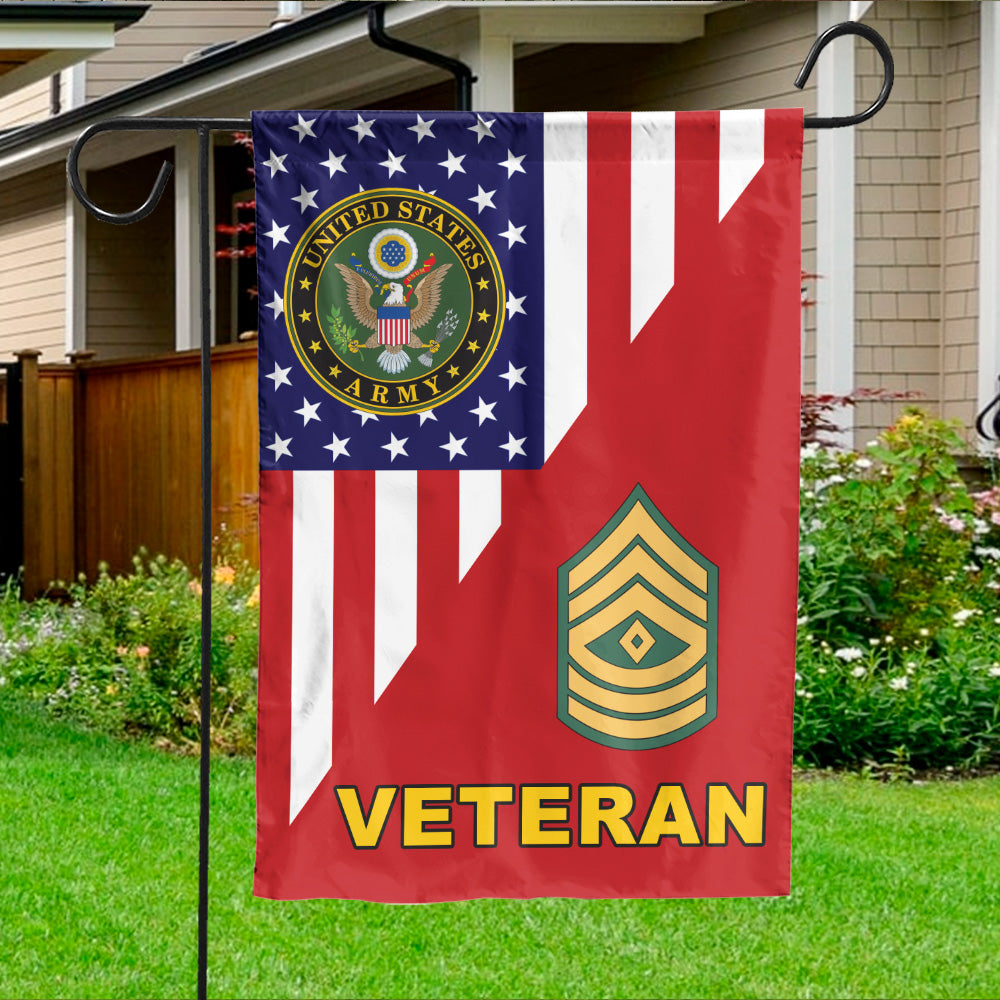Custom Veteran Garden US Flag Military Custom Division Rank Insignia Gift For Veteran K1702 Trhn