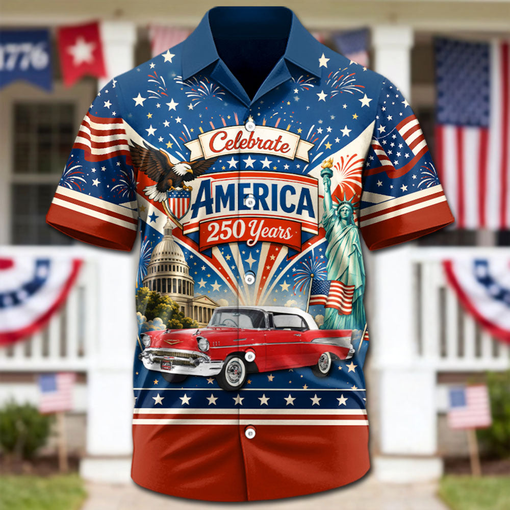 Celebrate America 250 Years - This Is How I Roll - Custom Classic Car Photo Hawaiian Shirt - Gifts For Dad, Grandpa, Family, Yourself A2110 Pt99