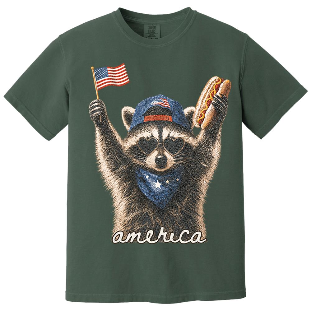 Custom Photo Pet, Feral & Free Racoon Shirt, 4th of July Shirt, USA Independence Day Shirt, Funny Raccoon Tee, Patriotic Shirt, July 4th Gift Nh00