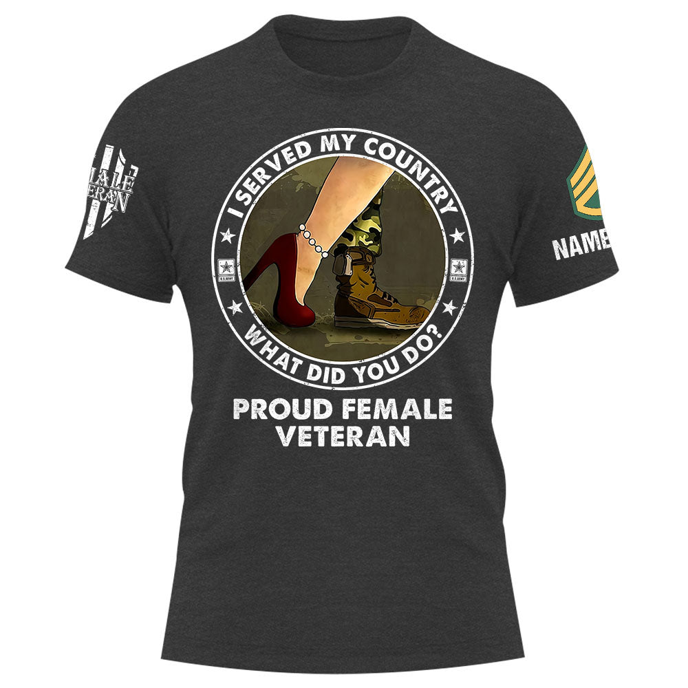Personalized Shirt I Served My Country What Did You Do Proud Female Vet K1702