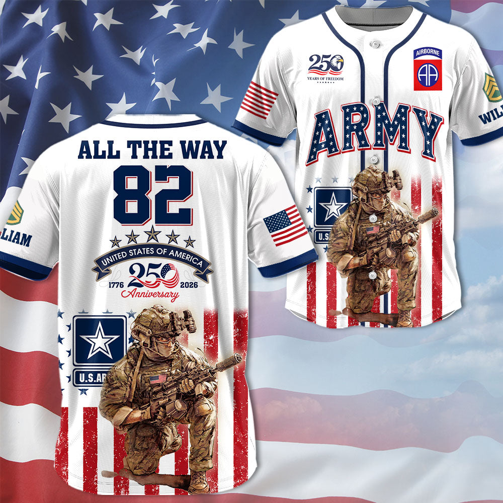 Custom Veteran Gift America 250 Years Anniversary Jersey Custom Art Military K1702 MT2