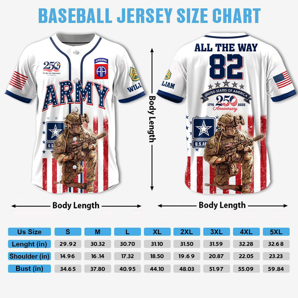 Custom Veteran Gift America 250 Years Anniversary Jersey Custom Art Military K1702 MT2