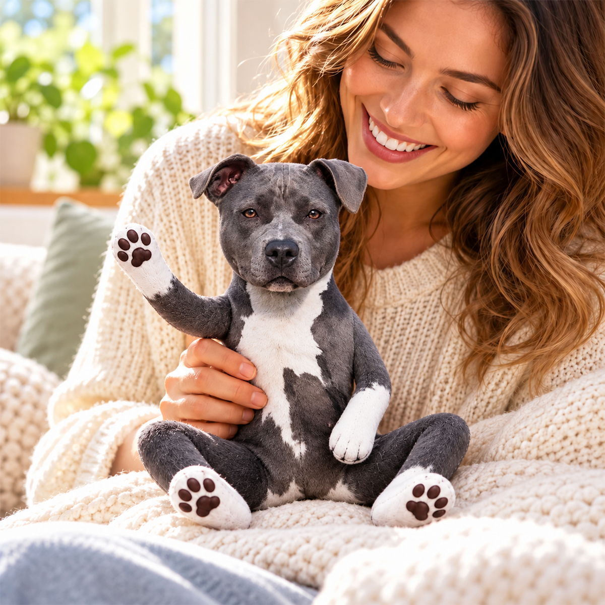 Personalized Pit Bull Photo Pet Squishy Toy Poseable Plush Doll, Funny Gift For Dog Mom, Dad, Pet Lover T1807 T24 TL06