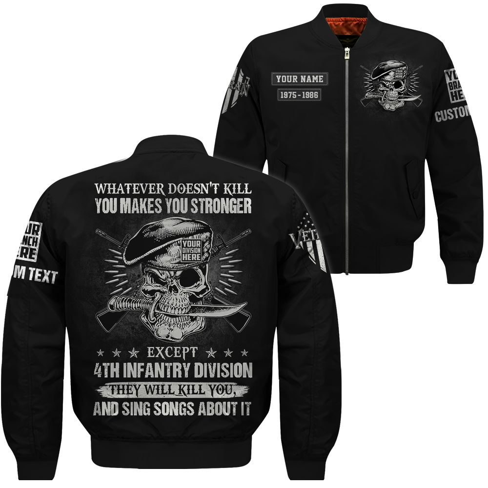 Whatever Doesn't Kill You Makes You Stronger Except Military Division Veteran Skull All Over Print Shirt K1702