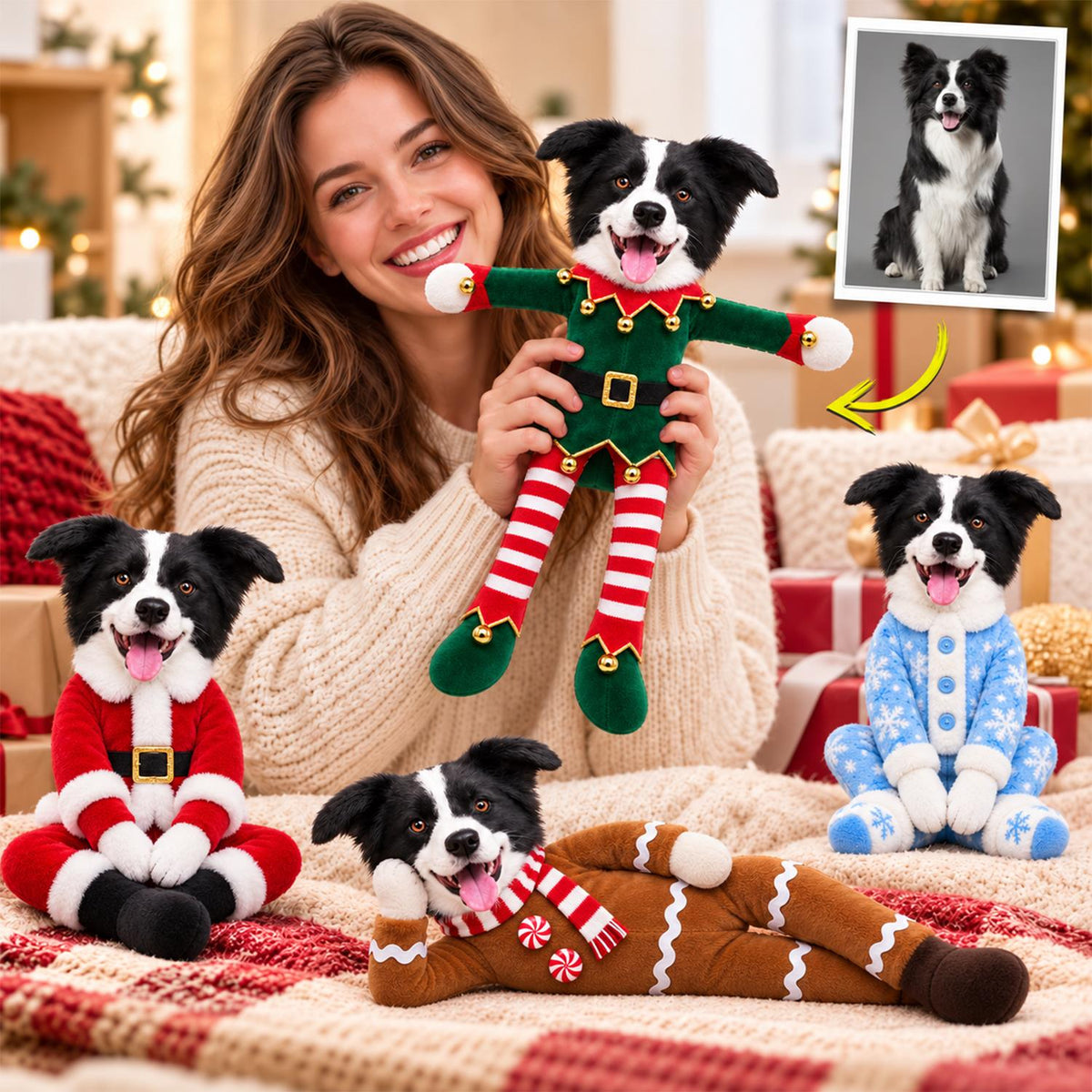 My Merry Pup, Personalized Photo Pet Squishy Toy Poseable Plush Doll, Funny Gift For Dog Mom, Dad, Cat Lover T1807 Hv01 TL06