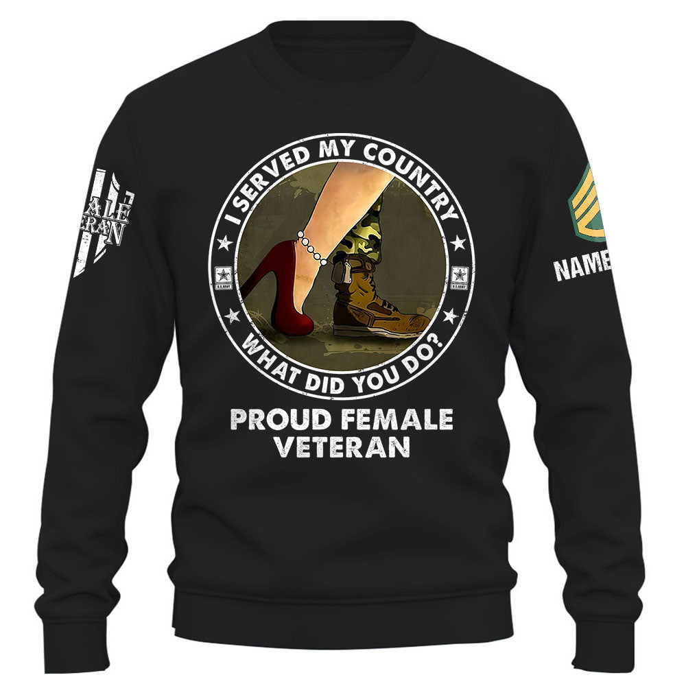 Personalized Shirt I Served My Country What Did You Do Proud Female Vet K1702