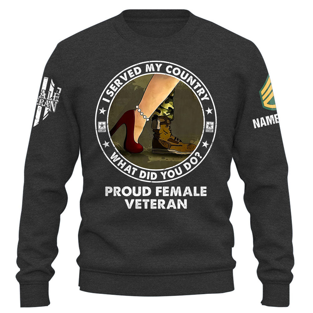 Personalized Shirt I Served My Country What Did You Do Proud Female Vet K1702