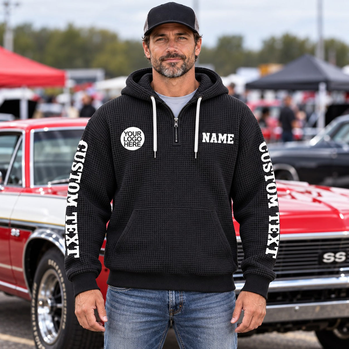 Take It Out & Play - Personalized Classic Car Photo Quarter Zip Hoodie - Gift For Car Lovers A2110 T24