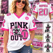 Custom Pink Out Tackle Cancer Game Day Shirt, Football Mom Jersey L0411 Hv01