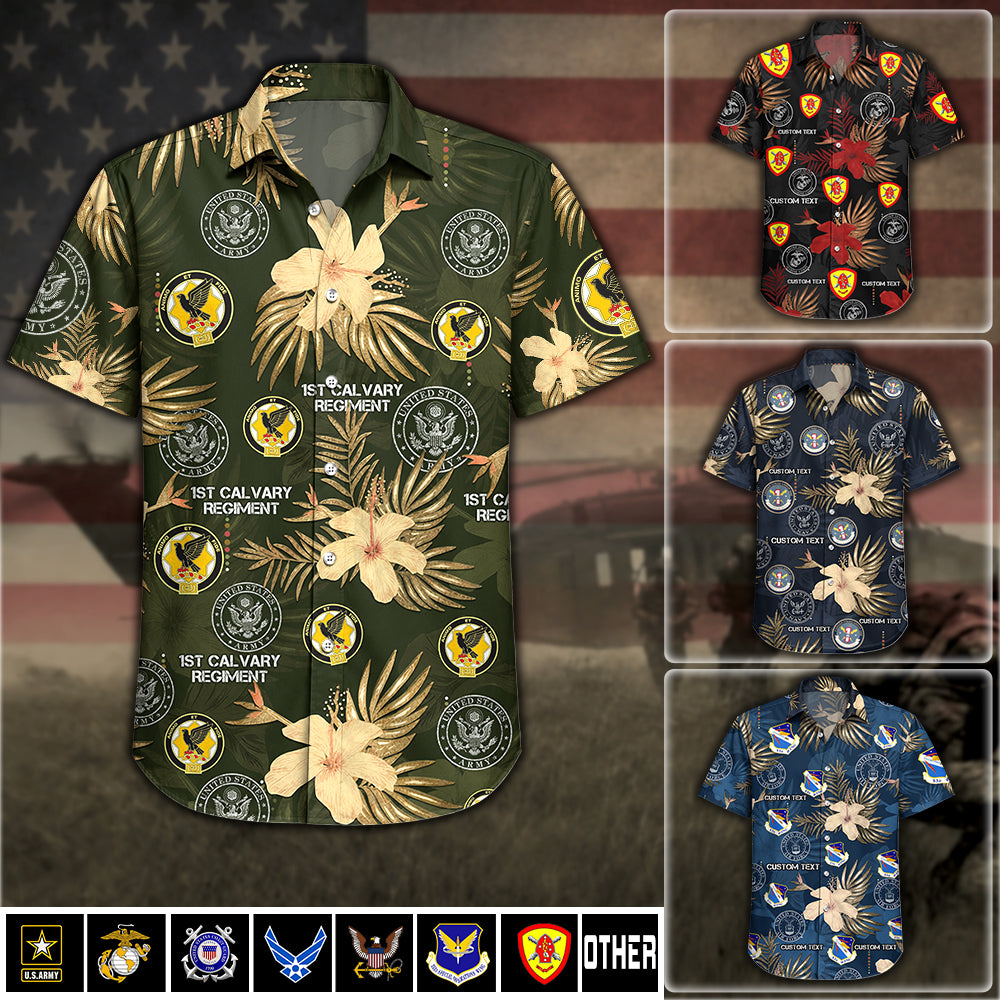 Personalized Hawaiian Shirt Custom Military Division Gift For Veterans Custom All Branches Hawaiian Shirt Gift K1702 MT2