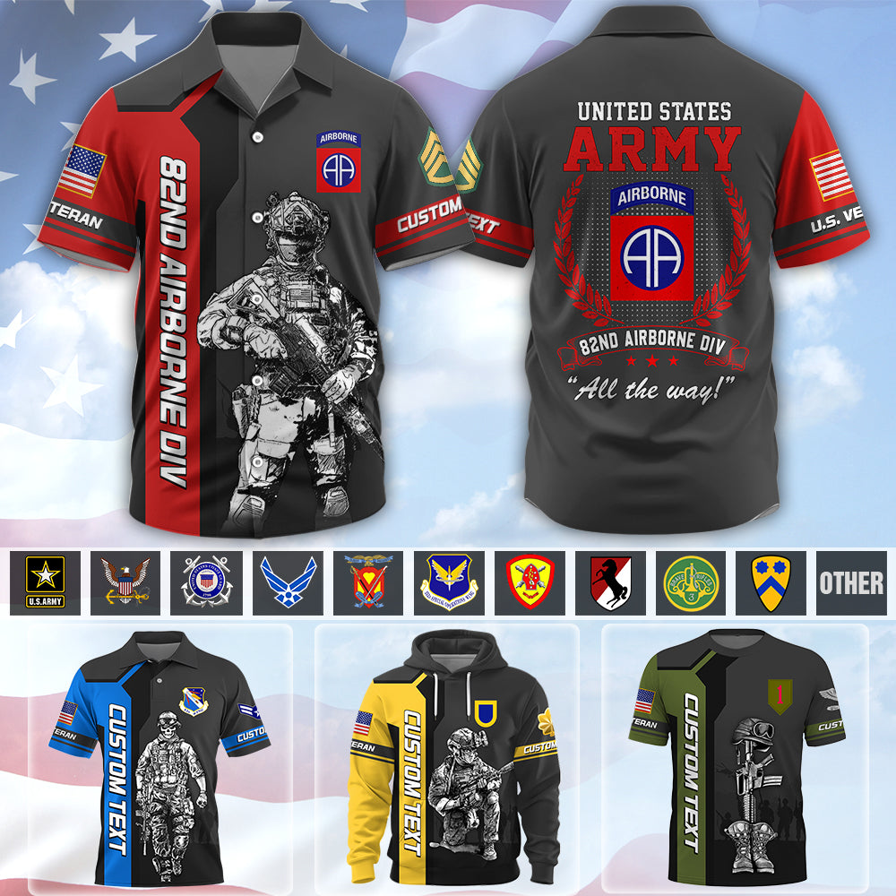 Custom Shirt Veteran All Over Print Shirt Custom Military Patches Available All Military Branches Gift For Veteran K1702 MT2