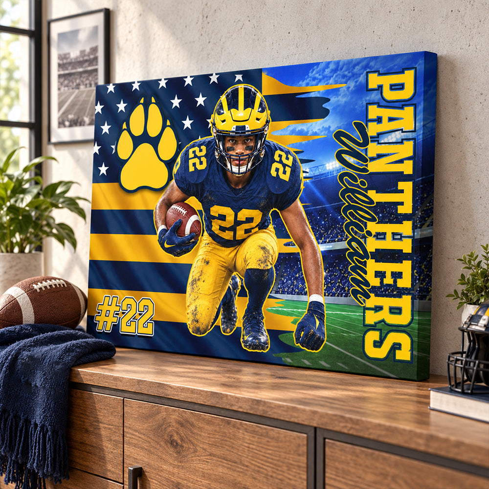 Custom Photo Football Game Day Football Poster And Canvas Gift For Football Lovers - Personalized Gift For Football Player K1702 MT2