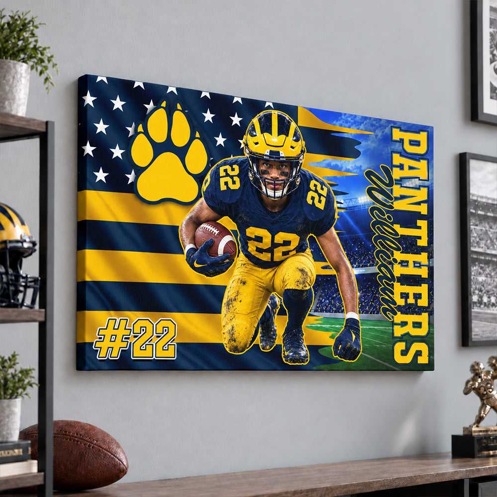 Custom Photo Football Game Day Football Poster And Canvas Gift For Football Lovers - Personalized Gift For Football Player K1702 MT2