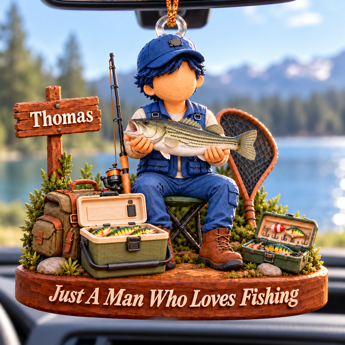 Just A Man Who Loves Fishing, Personalized Fishing Ornament, Custom Fisherman Name, Gift For Fishing Lovers MI209 T24 NT01