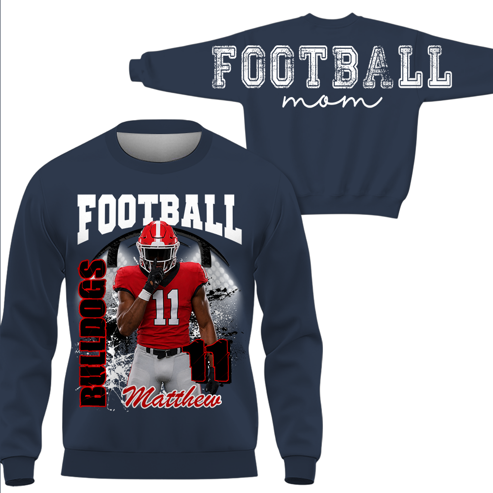 Custom Football Mom Sweatshirt,   Game Day Football Mom, Sports Mom Gift L0411 Hv01